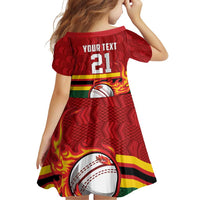 Zimbabwe Cricket Custom Family Matching Off Shoulder Short Dress and Hawaiian Shirt The Chevrons Cricket Ball Fire - Wonder Print Shop