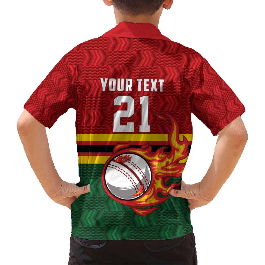 Zimbabwe Cricket Custom Family Matching Tank Maxi Dress and Hawaiian Shirt The Chevrons Cricket Ball Fire - Wonder Print Shop