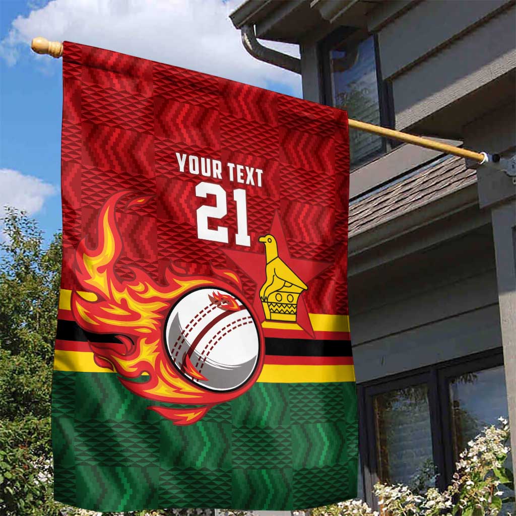 Zimbabwe Cricket Custom Garden Flag The Chevrons Cricket Ball Fire - Wonder Print Shop