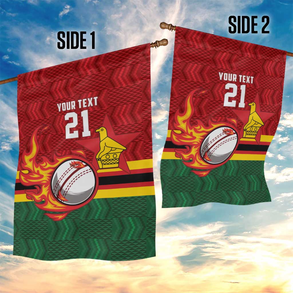 Zimbabwe Cricket Custom Garden Flag The Chevrons Cricket Ball Fire - Wonder Print Shop