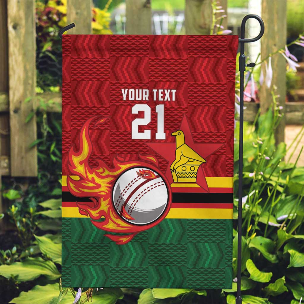Zimbabwe Cricket Custom Garden Flag The Chevrons Cricket Ball Fire - Wonder Print Shop