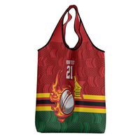 Zimbabwe Cricket Custom Grocery Bag The Chevrons Cricket Ball Fire - Wonder Print Shop