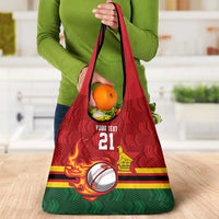 Zimbabwe Cricket Custom Grocery Bag The Chevrons Cricket Ball Fire - Wonder Print Shop
