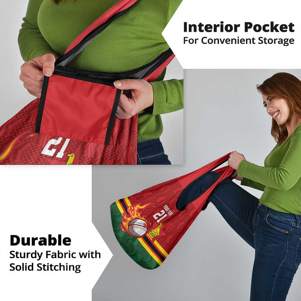 Zimbabwe Cricket Custom Grocery Bag The Chevrons Cricket Ball Fire - Wonder Print Shop