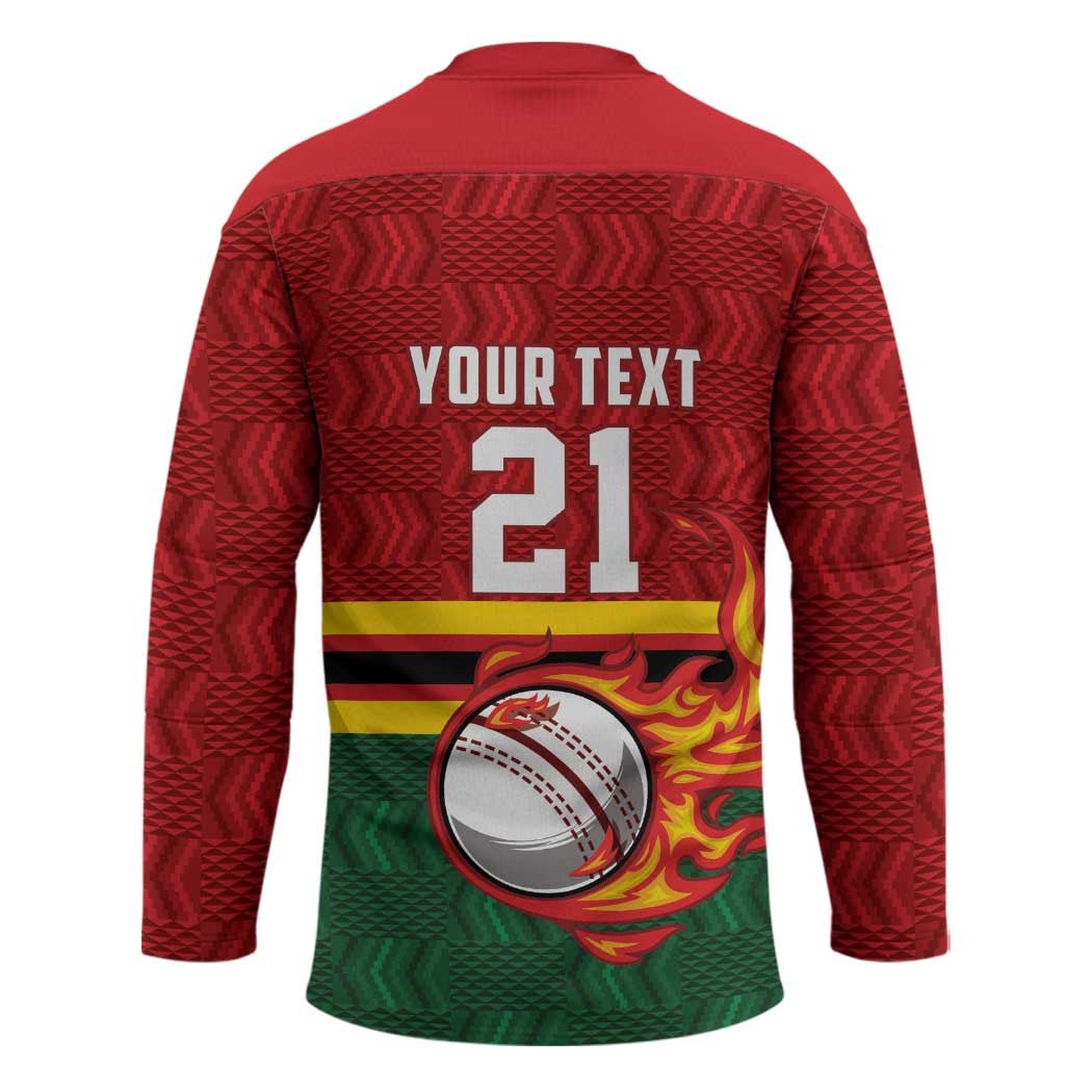 Zimbabwe Cricket Custom Hockey Jersey The Chevrons Cricket Ball Fire - Wonder Print Shop