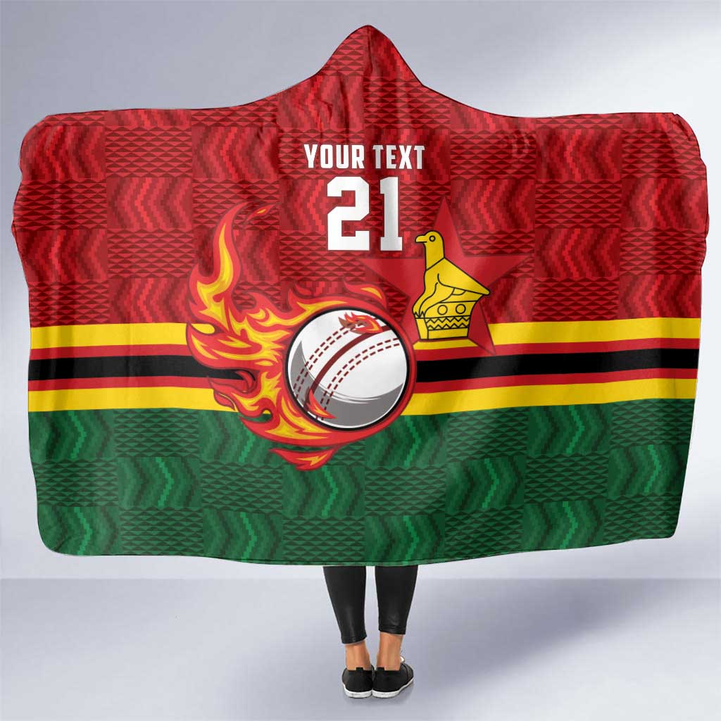 Zimbabwe Cricket Custom Hooded Blanket The Chevrons Cricket Ball Fire - Wonder Print Shop