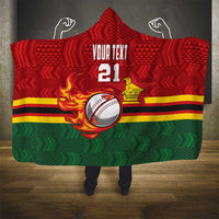 Zimbabwe Cricket Custom Hooded Blanket The Chevrons Cricket Ball Fire - Wonder Print Shop
