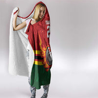 Zimbabwe Cricket Custom Hooded Blanket The Chevrons Cricket Ball Fire - Wonder Print Shop