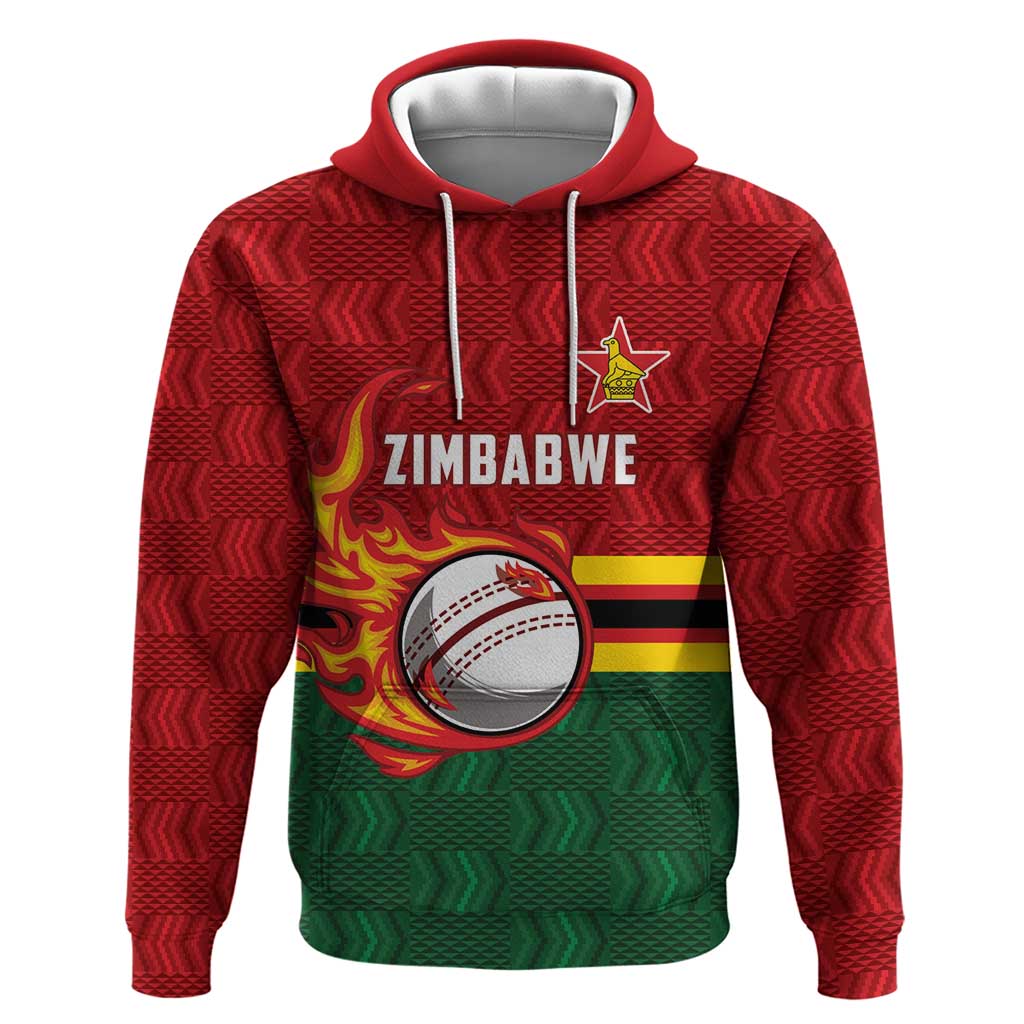 Zimbabwe Cricket Custom Hoodie The Chevrons Cricket Ball Fire - Wonder Print Shop