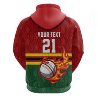 Zimbabwe Cricket Custom Hoodie The Chevrons Cricket Ball Fire - Wonder Print Shop