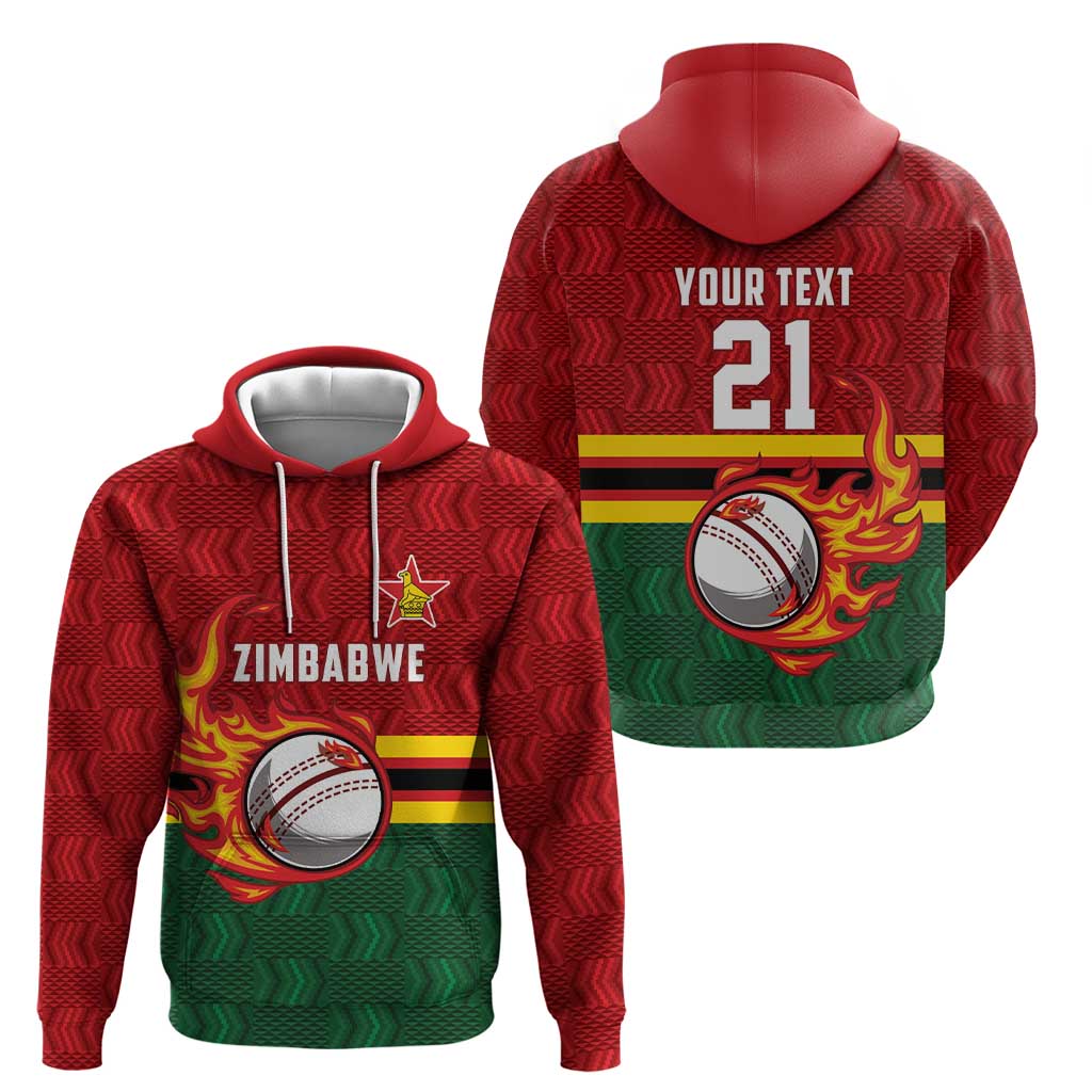 Zimbabwe Cricket Custom Hoodie The Chevrons Cricket Ball Fire - Wonder Print Shop