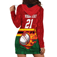Zimbabwe Cricket Custom Hoodie Dress The Chevrons Cricket Ball Fire - Wonder Print Shop