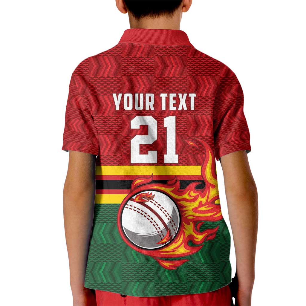 Zimbabwe Cricket Custom Kid Polo Shirt The Chevrons Cricket Ball Fire - Wonder Print Shop
