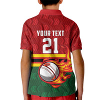 Zimbabwe Cricket Custom Kid Polo Shirt The Chevrons Cricket Ball Fire - Wonder Print Shop