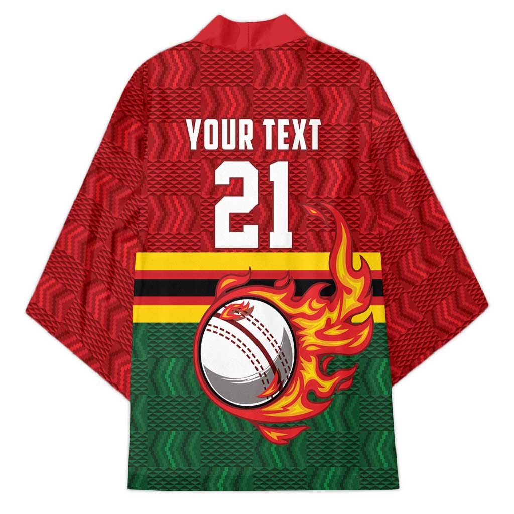 Zimbabwe Cricket Custom Kimono The Chevrons Cricket Ball Fire - Wonder Print Shop