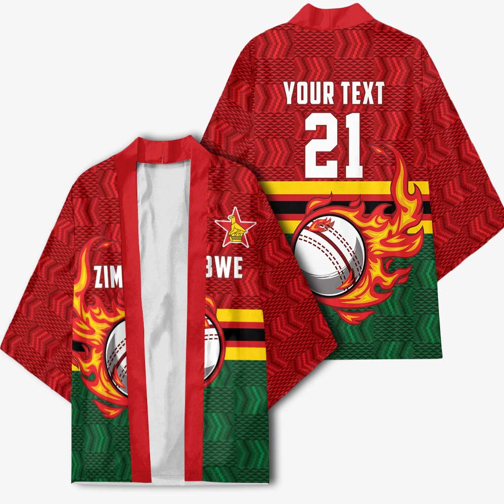 Zimbabwe Cricket Custom Kimono The Chevrons Cricket Ball Fire - Wonder Print Shop