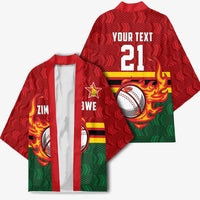 Zimbabwe Cricket Custom Kimono The Chevrons Cricket Ball Fire - Wonder Print Shop