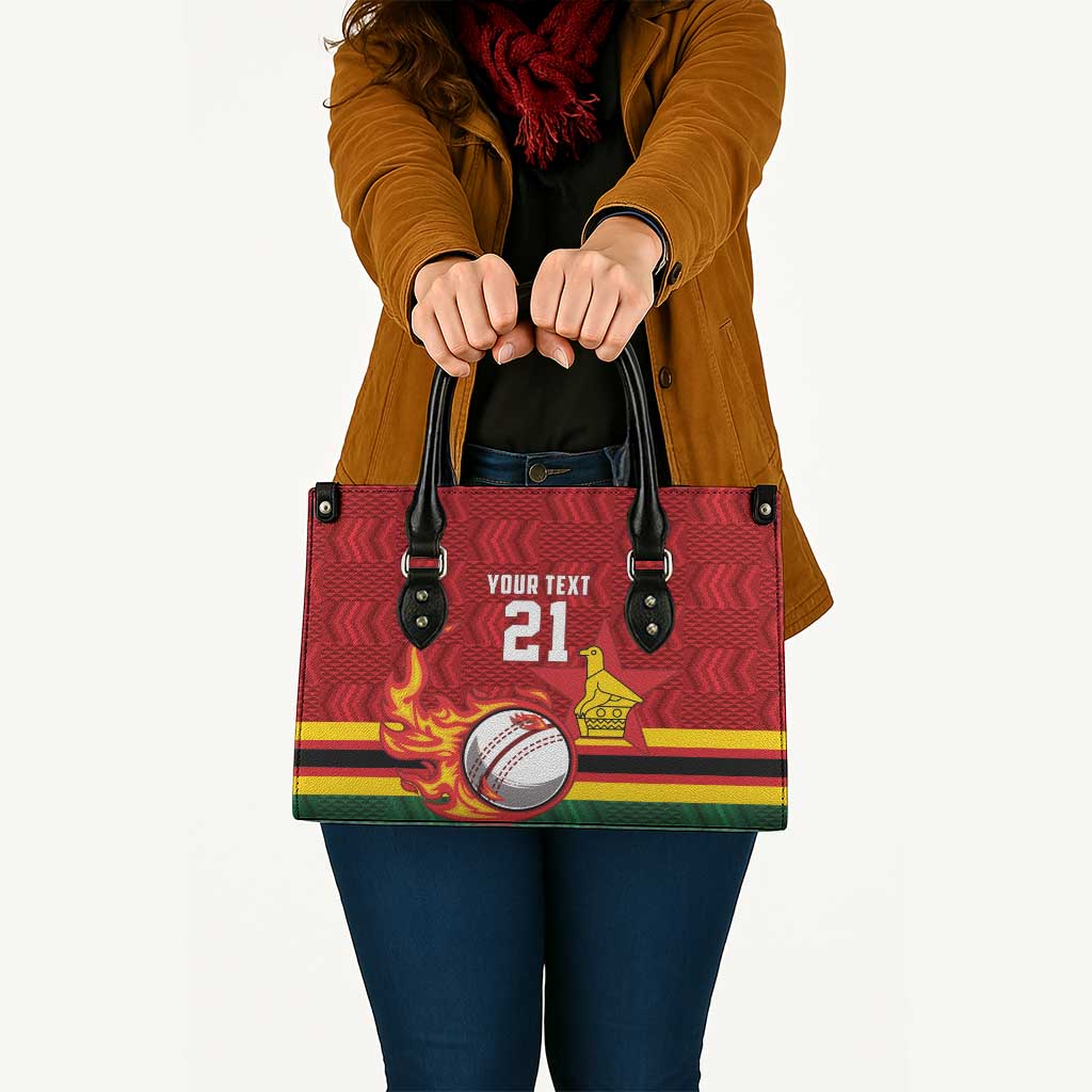 Zimbabwe Cricket Custom Leather Bag The Chevrons Cricket Ball Fire - Wonder Print Shop
