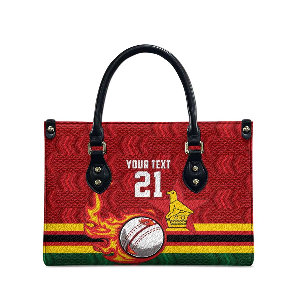 Zimbabwe Cricket Custom Leather Bag The Chevrons Cricket Ball Fire - Wonder Print Shop