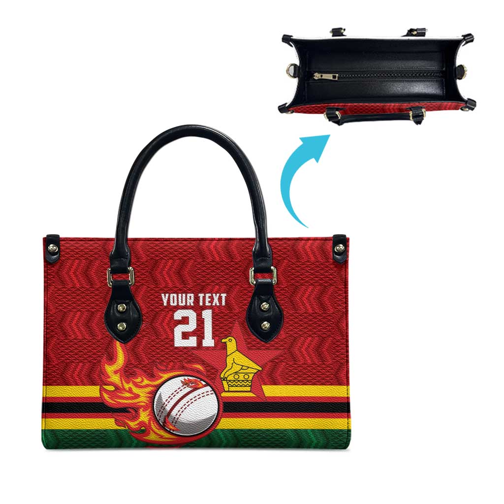 Zimbabwe Cricket Custom Leather Bag The Chevrons Cricket Ball Fire - Wonder Print Shop