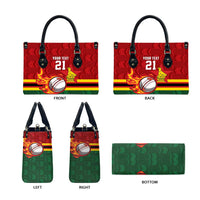 Zimbabwe Cricket Custom Leather Bag The Chevrons Cricket Ball Fire - Wonder Print Shop