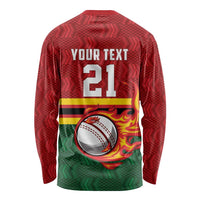 Zimbabwe Cricket Custom Long Sleeve Shirt The Chevrons Cricket Ball Fire - Wonder Print Shop