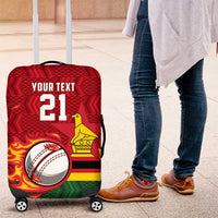 Zimbabwe Cricket Custom Luggage Cover The Chevrons Cricket Ball Fire - Wonder Print Shop