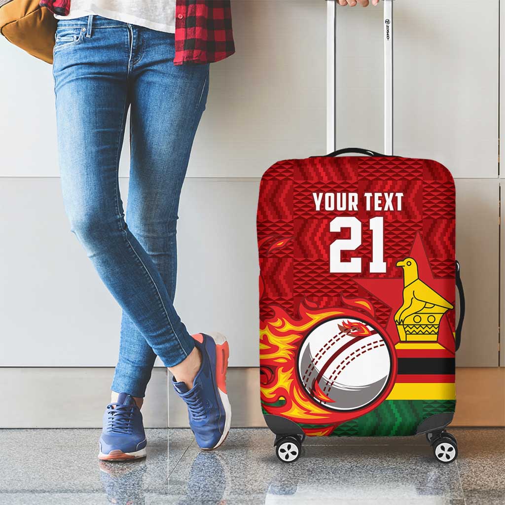 Zimbabwe Cricket Custom Luggage Cover The Chevrons Cricket Ball Fire - Wonder Print Shop