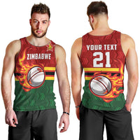 Zimbabwe Cricket Custom Men Tank Top The Chevrons Cricket Ball Fire - Wonder Print Shop
