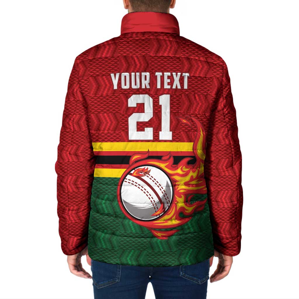 Zimbabwe Cricket Custom Padded Jacket The Chevrons Cricket Ball Fire - Wonder Print Shop