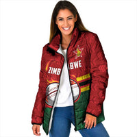 Zimbabwe Cricket Custom Padded Jacket The Chevrons Cricket Ball Fire - Wonder Print Shop