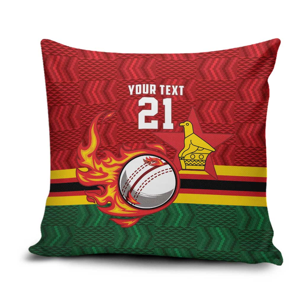 Zimbabwe Cricket Custom Pillow Cover The Chevrons Cricket Ball Fire - Wonder Print Shop