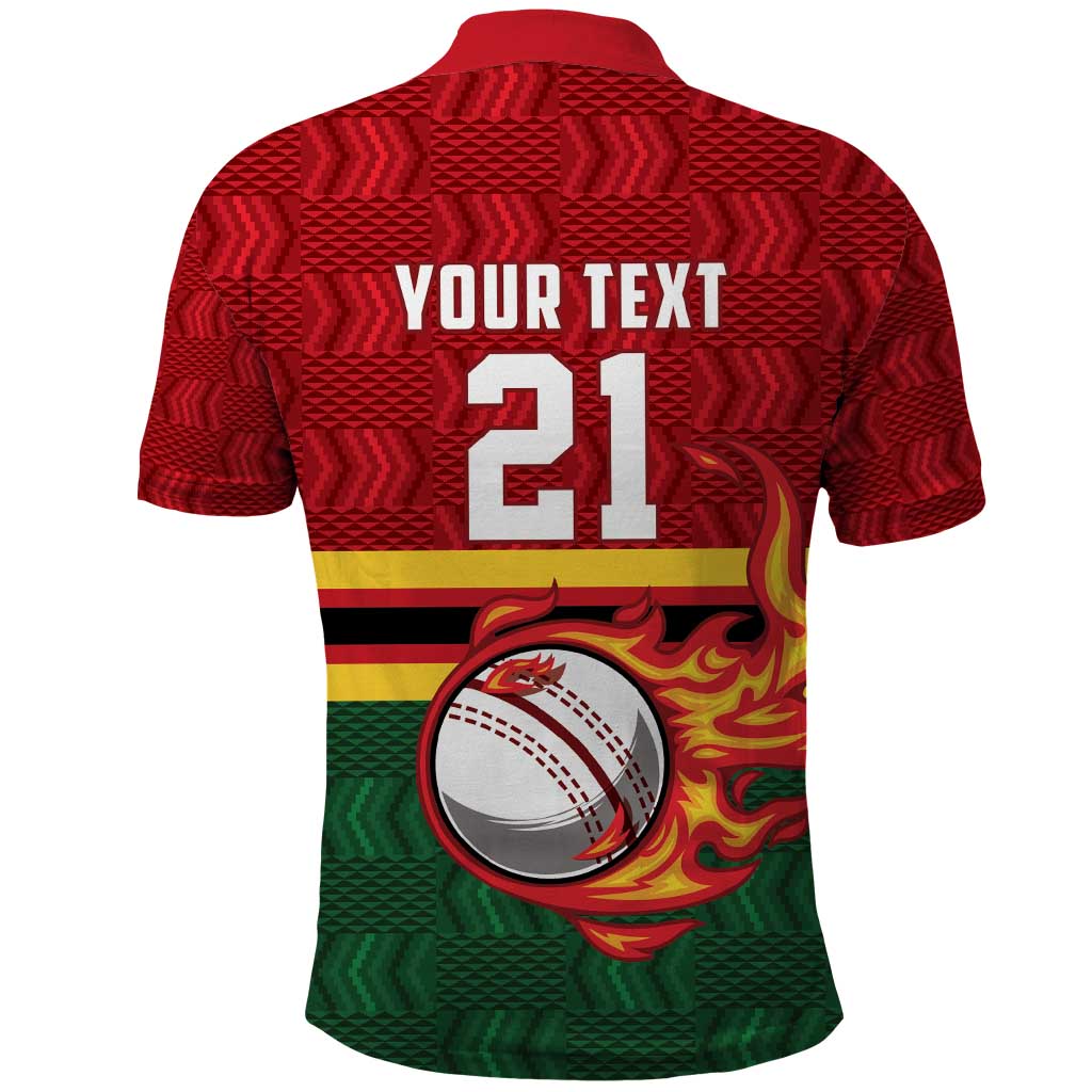 Zimbabwe Cricket Custom Polo Shirt The Chevrons Cricket Ball Fire - Wonder Print Shop