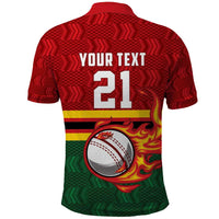 Zimbabwe Cricket Custom Polo Shirt The Chevrons Cricket Ball Fire - Wonder Print Shop