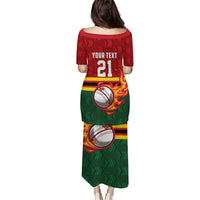 Zimbabwe Cricket Custom Puletasi The Chevrons Cricket Ball Fire - Wonder Print Shop