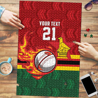 Zimbabwe Cricket Custom Puzzle The Chevrons Cricket Ball Fire - Wonder Print Shop