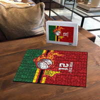 Zimbabwe Cricket Custom Puzzle The Chevrons Cricket Ball Fire - Wonder Print Shop