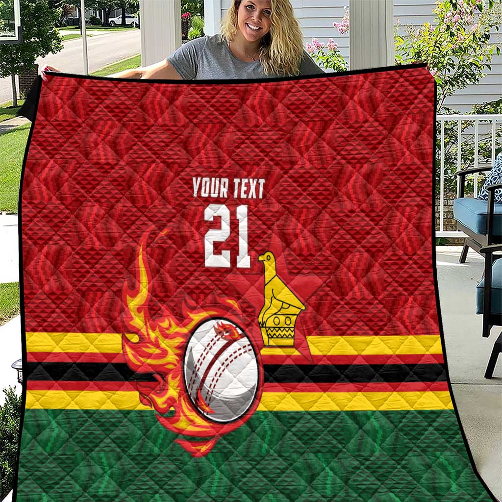 Zimbabwe Cricket Custom Quilt The Chevrons Cricket Ball Fire - Wonder Print Shop