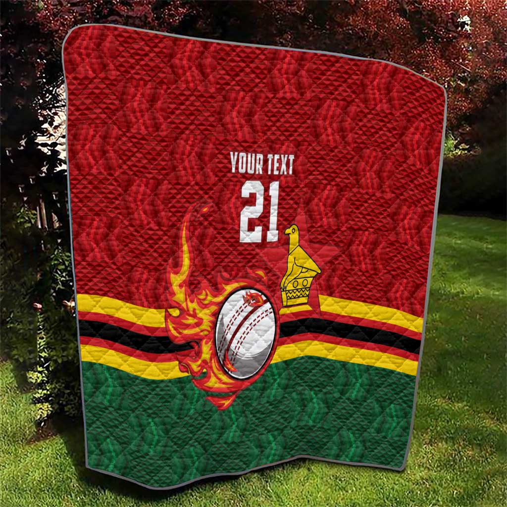 Zimbabwe Cricket Custom Quilt The Chevrons Cricket Ball Fire - Wonder Print Shop
