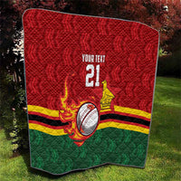 Zimbabwe Cricket Custom Quilt The Chevrons Cricket Ball Fire - Wonder Print Shop