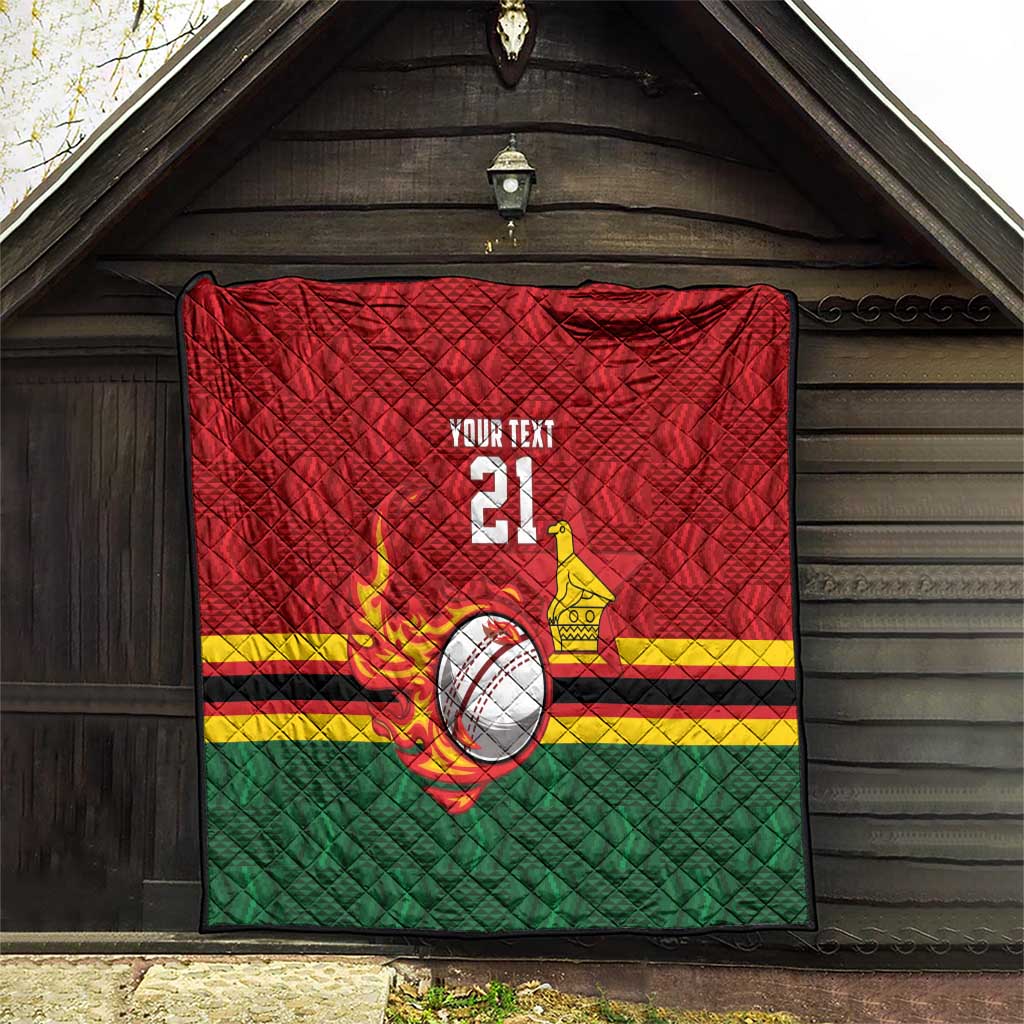 Zimbabwe Cricket Custom Quilt The Chevrons Cricket Ball Fire - Wonder Print Shop