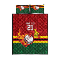 Zimbabwe Cricket Custom Quilt Bed Set The Chevrons Cricket Ball Fire - Wonder Print Shop