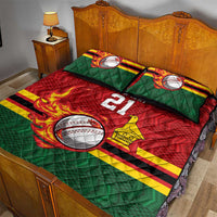 Zimbabwe Cricket Custom Quilt Bed Set The Chevrons Cricket Ball Fire - Wonder Print Shop