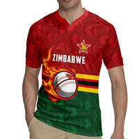 Zimbabwe Cricket Custom Rugby Jersey The Chevrons Cricket Ball Fire - Wonder Print Shop