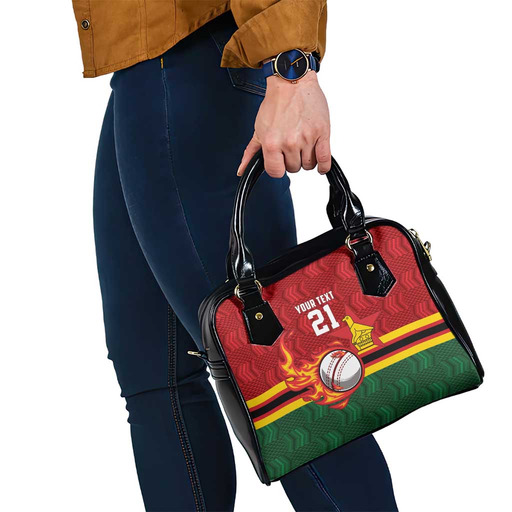 Zimbabwe Cricket Custom Shoulder Handbag The Chevrons Cricket Ball Fire - Wonder Print Shop