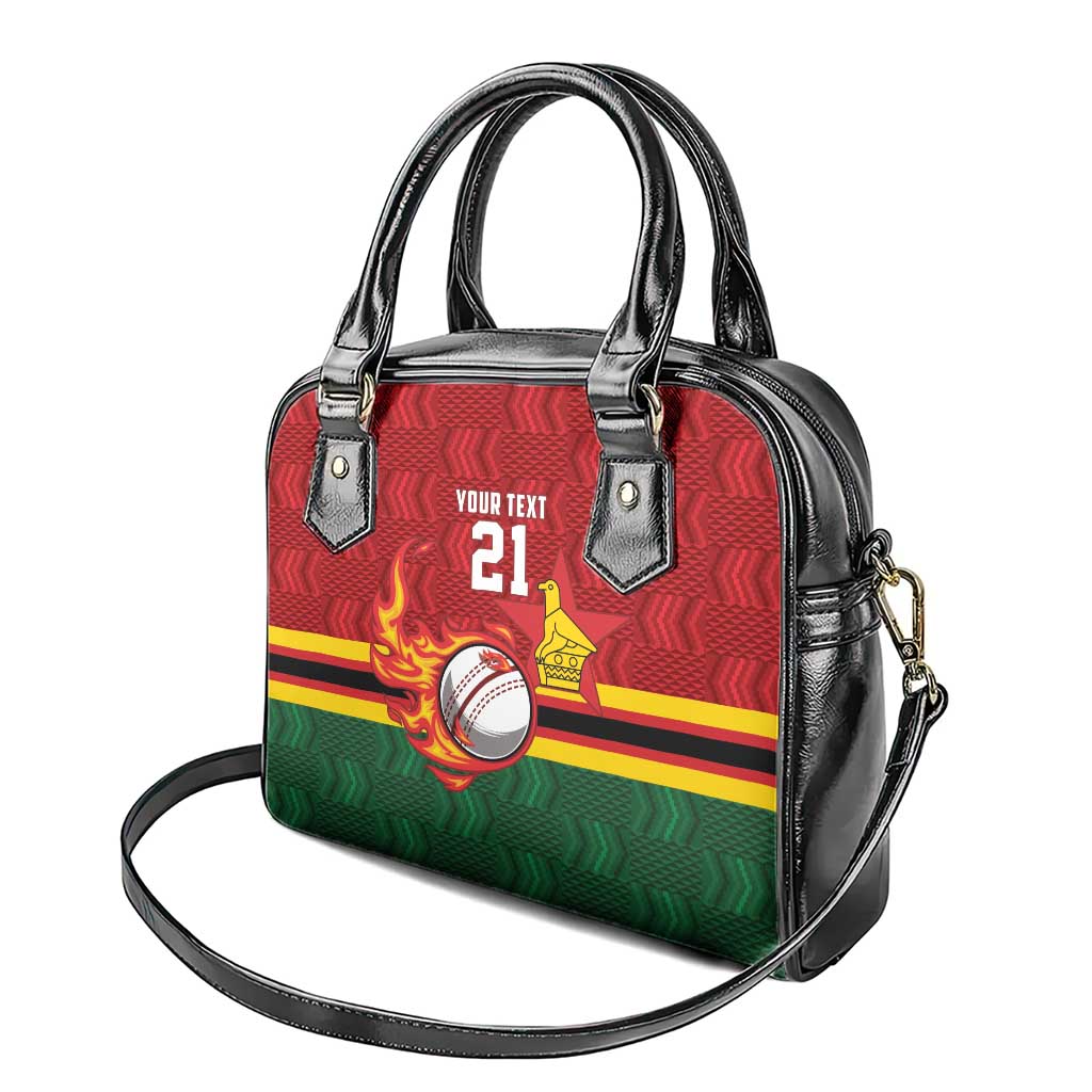 Zimbabwe Cricket Custom Shoulder Handbag The Chevrons Cricket Ball Fire - Wonder Print Shop