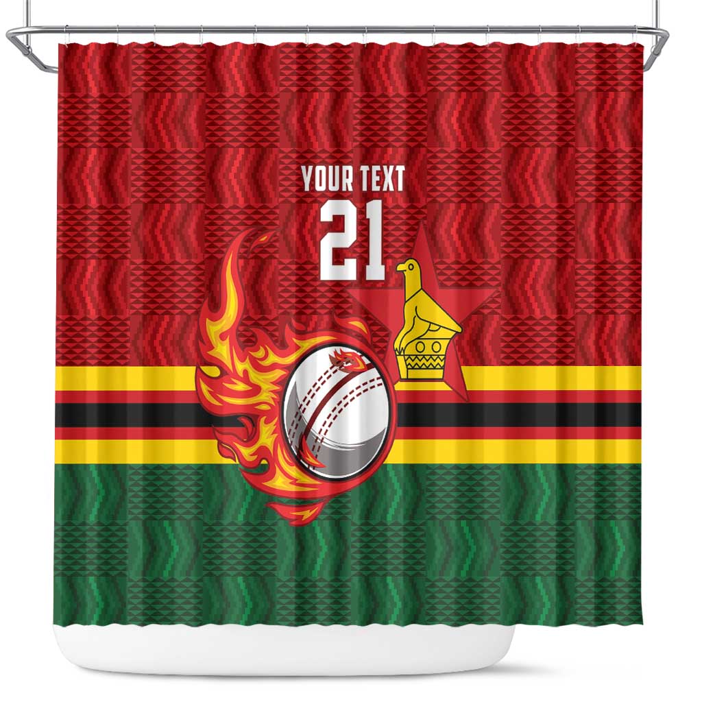 Zimbabwe Cricket Custom Shower Curtain The Chevrons Cricket Ball Fire - Wonder Print Shop