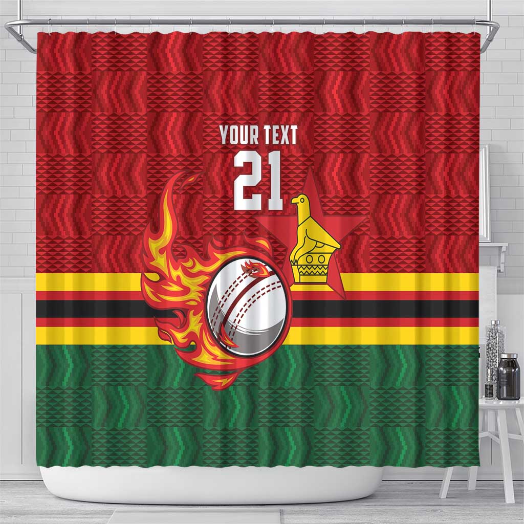 Zimbabwe Cricket Custom Shower Curtain The Chevrons Cricket Ball Fire - Wonder Print Shop