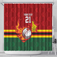 Zimbabwe Cricket Custom Shower Curtain The Chevrons Cricket Ball Fire - Wonder Print Shop