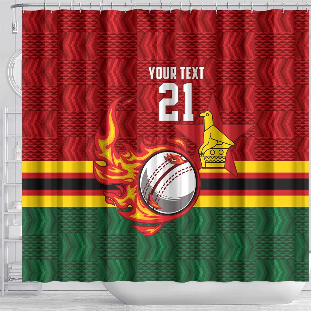 Zimbabwe Cricket Custom Shower Curtain The Chevrons Cricket Ball Fire - Wonder Print Shop